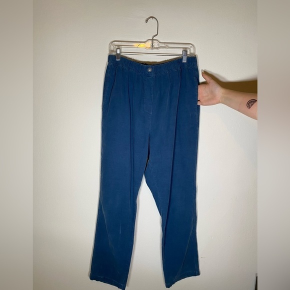 80s Blue Corduroy Elastic Waist Pants - Picture 11 of 11